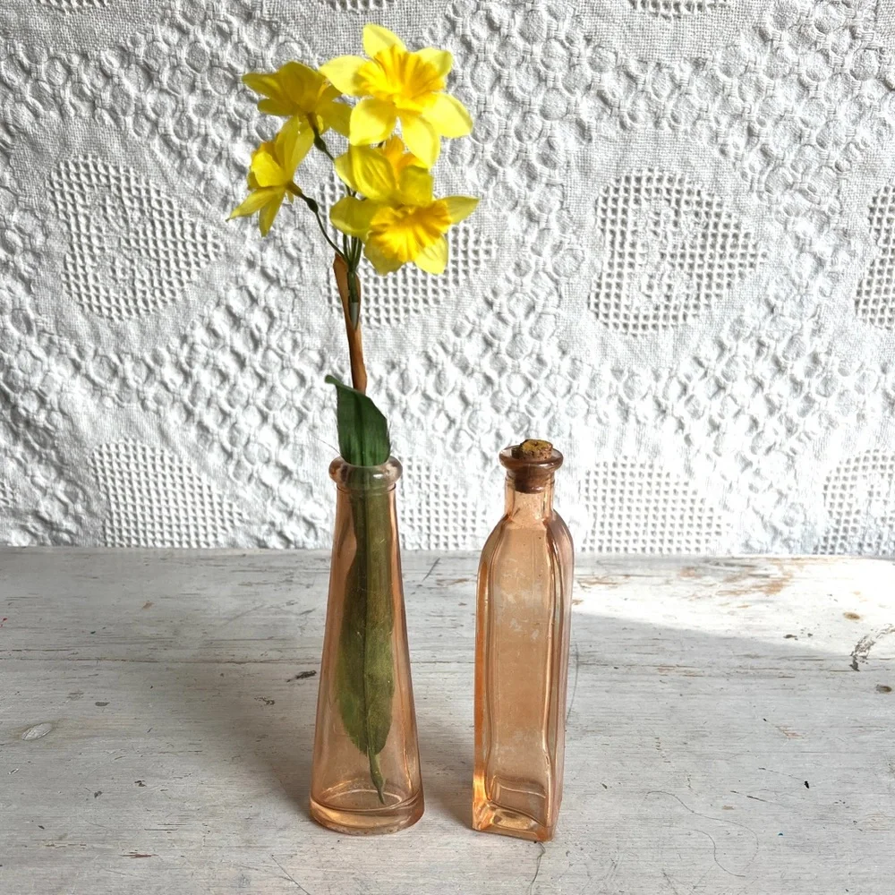 70s VTG Orange Glass Bottles Party Decor Weddings Birthdays Showers $29 each
